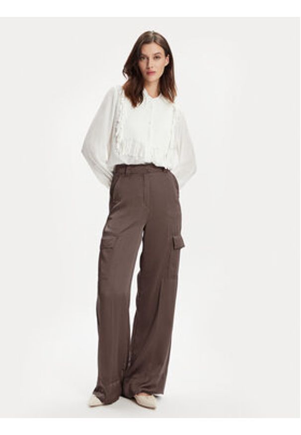 Marella Spodnie materiałowe Khat 2413131131 Brązowy Relaxed Fit. Kolor: brązowy. Materiał: syntetyk