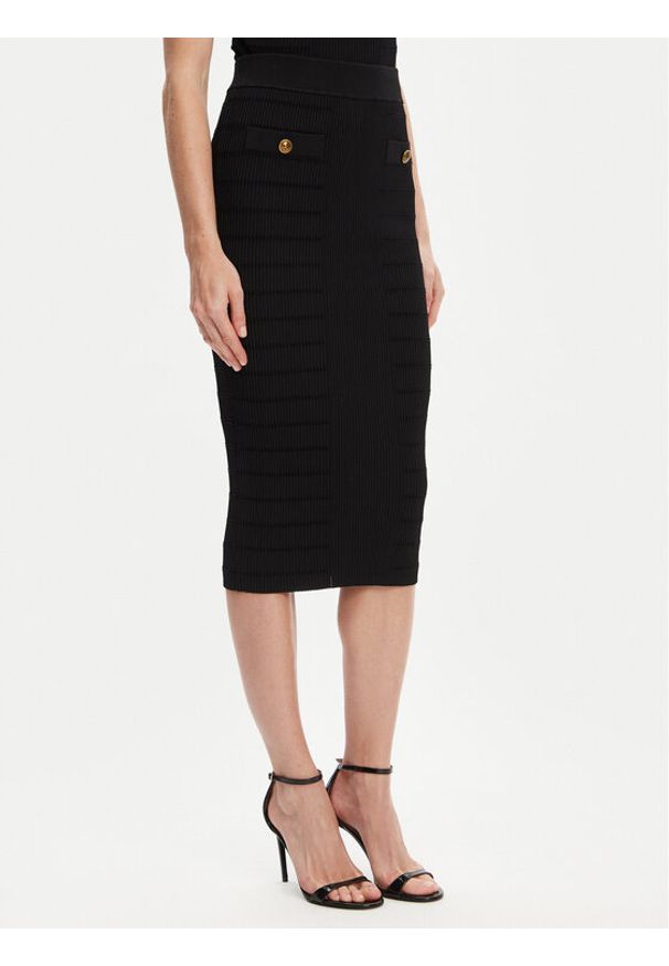 Guess Spódnica midi W5YD66 Z0130 Czarny Slim Fit. Kolor: czarny. Materiał: wiskoza