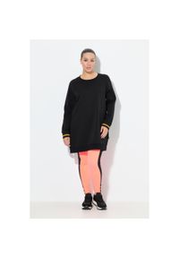 ULLA POPKEN - Damskie Długi sweter nadrukowany napis okrągły dekolt długi rękaw. Kolekcja: plus size. Kolor: czarny. Materiał: bawełna, poliester, materiał. Długość rękawa: długi rękaw. Długość: długie. Wzór: napisy #1