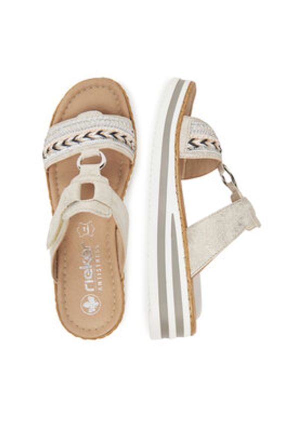 Rieker Klapki V02M6-60 Srebrny. Kolor: srebrny. Materiał: syntetyk