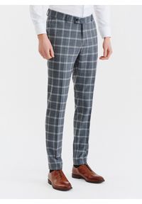 Pako Lorente - PAKO LORENTE – Szare spodnie garniturowe w kratę z wełną. Kolor: szary. Materiał: wełna #9
