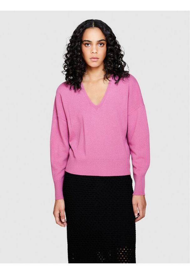 Sisley Sweter 1044M400T Różowy Regular Fit. Kolor: różowy. Materiał: wełna