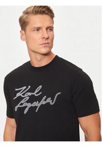 Karl Lagerfeld - KARL LAGERFELD T-Shirt 755048 544224 Czarny Regular Fit. Typ kołnierza: dekolt w karo. Kolor: czarny. Materiał: bawełna #5