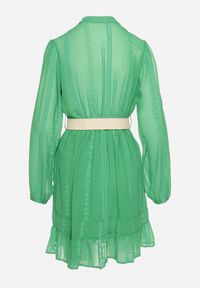 Born2be - Zielona Sukienka Nesilwyn. Kolor: zielony. Materiał: tkanina. Wzór: haft. Styl: boho. Długość: mini #4