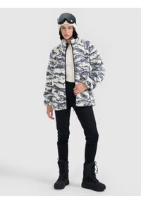 4f - 4F Polar sherpa oversize ze stójką uniseks - beżowy XXL. Typ kołnierza: kołnierzyk stójkowy. Kolor: beżowy. Materiał: polar. Długość rękawa: raglanowy rękaw #2