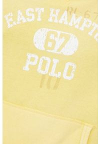 Polo Ralph Lauren bluza męska kolor żółty z kapturem z nadrukiem. Typ kołnierza: kaptur, polo. Kolor: żółty. Wzór: nadruk #4