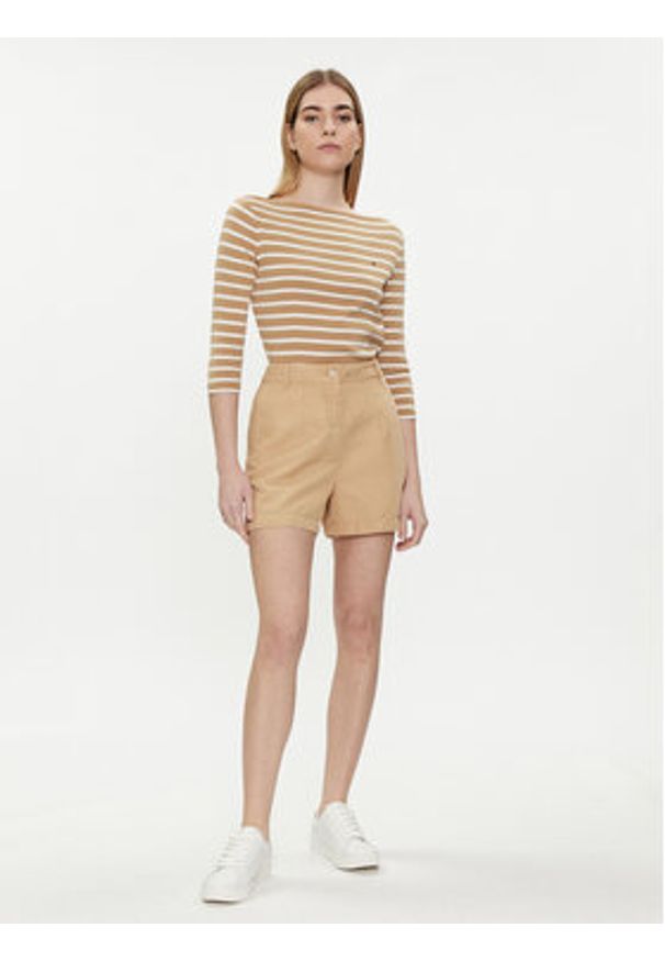 TOMMY HILFIGER - Tommy Hilfiger Szorty materiałowe WW0WW41603 Beżowy Relaxed Fit. Kolor: beżowy. Materiał: bawełna, len