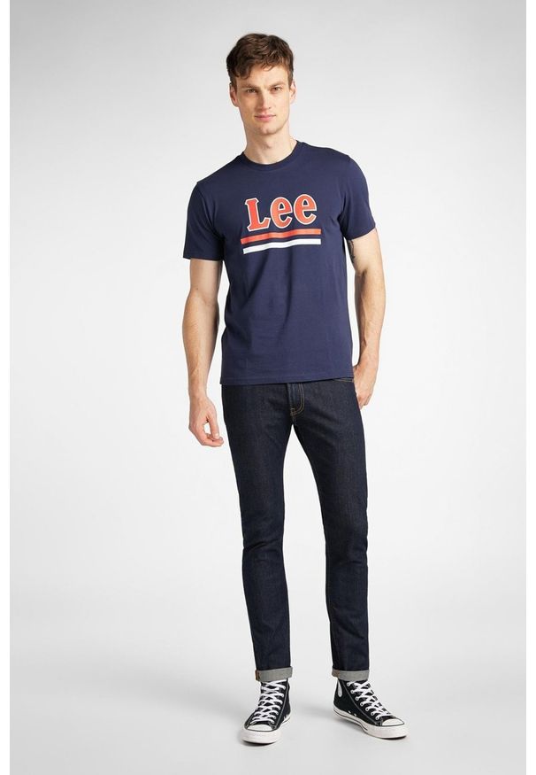 Lee - LEE STRIPE TEE MĘSKI T-SHIRT DARK NAVY L64VFQNM 112115948
