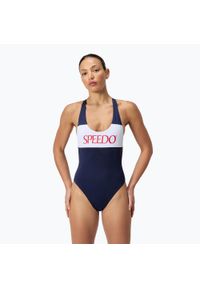 Strój pływacki jednoczęściowy damski Speedo Colourblock Racerback. Kolor: niebieski