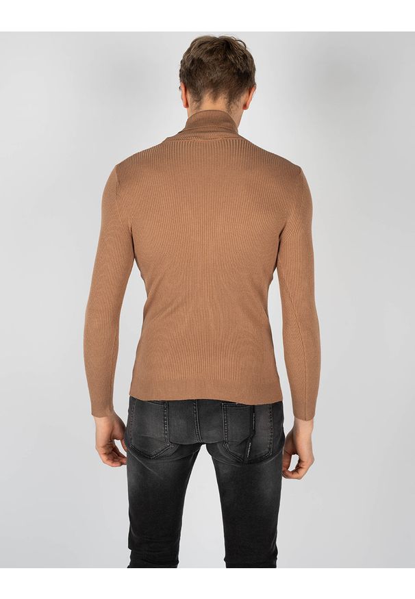 Takeshy Kurosawa Sweter | 83058 | Dolcevita Costina Lana | Mężczyzna | Brązowy. Typ kołnierza: golf. Kolor: brązowy. Materiał: poliamid, wiskoza, kaszmir, wełna. Wzór: aplikacja, ze splotem
