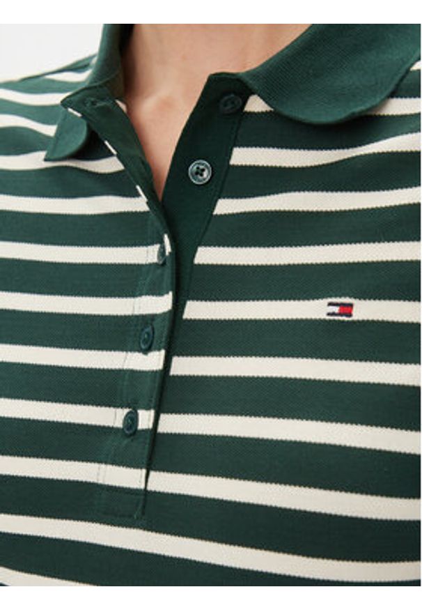 TOMMY HILFIGER - Tommy Hilfiger Sukienka codzienna Reg Breton Midi Polo Dress Ss WW0WW42030 Zielony Regular Fit. Okazja: na co dzień. Typ kołnierza: polo. Kolor: zielony. Materiał: bawełna. Typ sukienki: proste. Styl: casual. Długość: midi