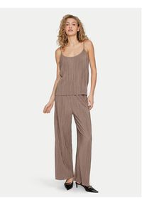 Vila Top Plisa 14096337 Brązowy Relaxed Fit. Kolor: brązowy. Materiał: syntetyk, wiskoza #5