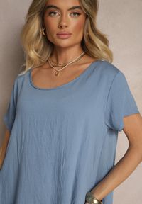 Renee - Niebieska Sukienka z Wiskozy o Rozkloszowanym Kroju Irisena. Okazja: na co dzień. Kolor: niebieski. Materiał: wiskoza. Typ sukienki: proste. Styl: elegancki, casual #3