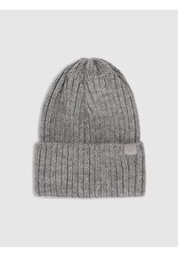 4f - 4F Czapka zimowa z dodatkiem wełny damska - szara Uniwersalny. Kolor: szary. Materiał: wełna. Sezon: zima. Styl: casual, klasyczny #1
