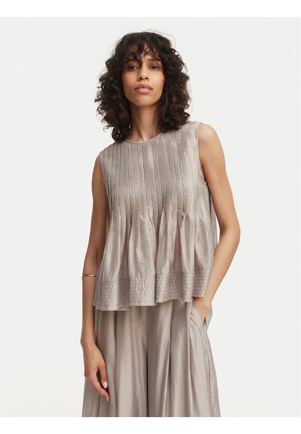 Eleh Bluzka SS260268 Beżowy Regular Fit. Kolor: beżowy. Materiał: wiskoza