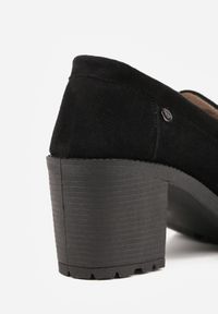 Renee - Czarne Półbuty Mokasyny z Ekozamszu na Słupku i Platformie Andarco. Okazja: na spotkanie biznesowe. Nosek buta: okrągły. Kolor: czarny. Sezon: wiosna. Obcas: na platformie. Styl: biznesowy #2