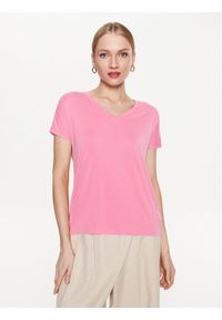 Moss Copenhagen T-Shirt 17627 Różowy Basic Fit. Kolor: różowy