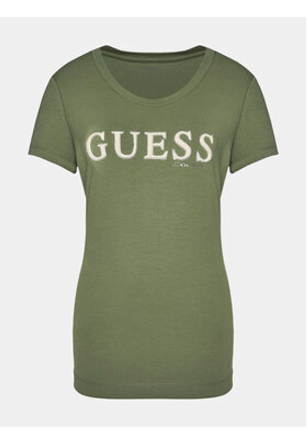 Guess T-Shirt Pony Hair W4RI45 J1314 Zielony Slim Fit. Kolor: zielony. Materiał: bawełna