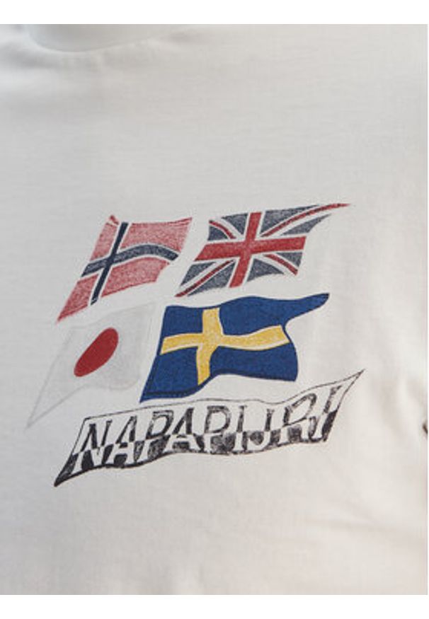 Napapijri T-Shirt S-Mahsa NP0A4FZB Biały Regular Fit. Kolor: biały. Materiał: bawełna