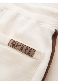 Ombre Clothing - Dresowe męskie spodnie z lampasami i ściągaczami na nogawkach – kremowe V3 OM-PASK-0258 - XXL. Kolor: kremowy. Materiał: dresówka. Wzór: aplikacja, kolorowy. Styl: retro, elegancki #6