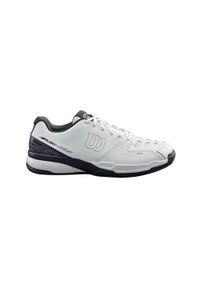 Buty do tenisa męskie Wilson Rush Comp Leder Allcourt. Kolor: biały, wielokolorowy. Materiał: materiał, syntetyk. Szerokość cholewki: normalna. Sport: tenis