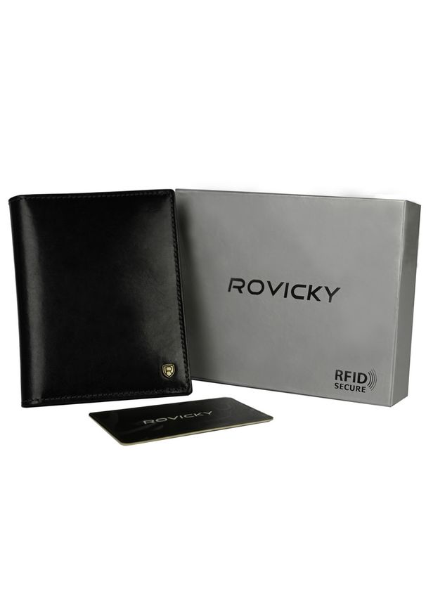 ROVICKY - Portfel męski Rovicky N02-RVT czarny. Kolor: czarny. Materiał: skóra