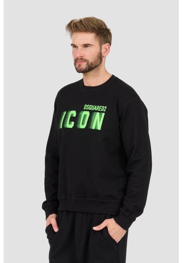DSQUARED2 Czarna męska bluza Icon Blur Cool Fit Crewneck, Rozmiar XL. Kolor: czarny