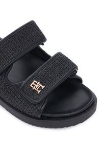 TOMMY HILFIGER - Tommy Hilfiger Klapki Double Strap Raffia FW0FW09122 Czarny. Kolor: czarny. Materiał: syntetyk #3