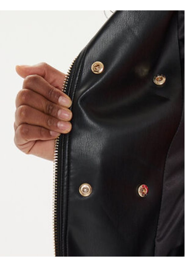 Guess Kurtka skórzana W4YL33 K8S30 Czarny Regular Fit. Kolor: czarny. Materiał: syntetyk