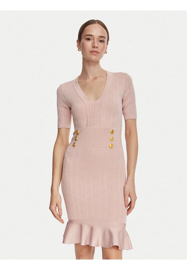 Marciano Guess Sukienka dzianinowa G6YK18 Z1012 Różowy jasny Slim Fit. Kolor: różowy. Materiał: wiskoza