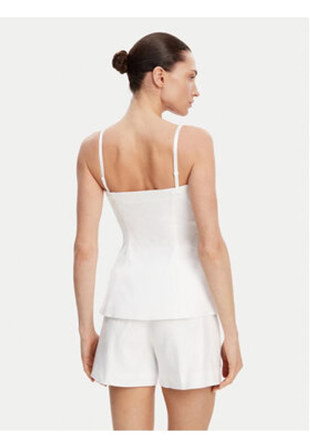 Guess Top W5GH0L WH5L2 Biały Regular Fit. Kolor: biały. Materiał: len