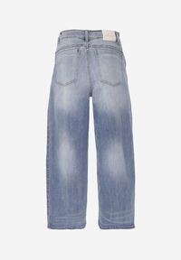 Born2be - Niebieskie Jeansy Szerokie Wysoki Stan z Bawełną i Ozdobnym Łańcuchem Antiolea. Stan: podwyższony. Kolor: niebieski. Styl: elegancki, klasyczny #6