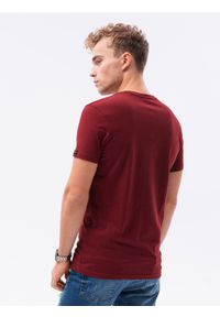 Ombre Clothing - T-shirt męski bawełniany BASIC S1369 - bordowy - XXL. Typ kołnierza: dekolt w serek. Kolor: czerwony. Materiał: bawełna. Długość: krótkie. Styl: klasyczny