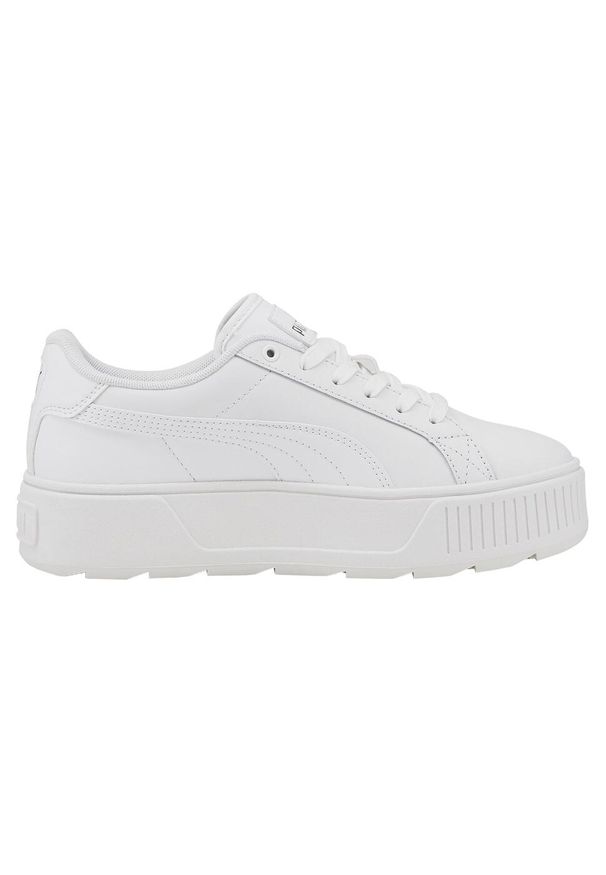 Buty do chodzenia damskie Puma Karmen. Okazja: na co dzień. Zapięcie: sznurówki. Kolor: biały. Materiał: guma, materiał, syntetyk. Szerokość cholewki: normalna. Sport: turystyka piesza