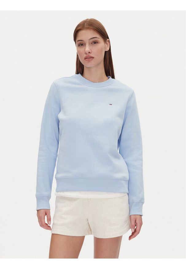 Tommy Jeans Bluza Tjw Reg S Flag Crew DW0DW19959 Błękitny Regular Fit. Kolor: niebieski. Materiał: bawełna