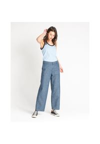 Lee - LEE WIDE LEG DAMSKIE SPODNIE MATERIAŁOWE CHAMBRAY L31GCMF. Materiał: materiał