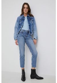 Pepe Jeans kurtka jeansowa Rose damska kolor granatowy przejściowa. Okazja: na co dzień. Kolor: niebieski. Materiał: tkanina, bawełna. Styl: casual #6