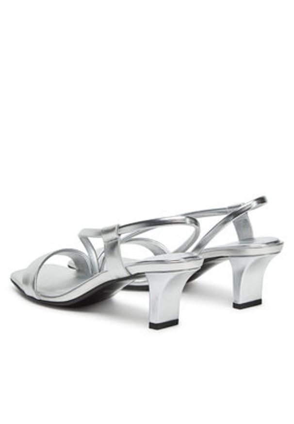 Calvin Klein Sandały Heel Sandal 50 Squared Metallic HW0HW02560 Srebrny. Kolor: srebrny. Materiał: skóra