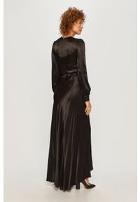TwinSet - Twinset - Sukienka. Kolor: czarny. Materiał: tkanina. Długość rękawa: długi rękaw. Wzór: gładki. Typ sukienki: rozkloszowane #3