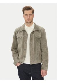 Serge Pariente Kurtka skórzana Jeans Szary Regular Fit. Kolor: szary. Materiał: skóra