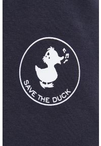 Save The Duck Bluza kolor granatowy z nadrukiem. Okazja: na co dzień. Kolor: niebieski. Materiał: dzianina. Wzór: nadruk. Styl: casual