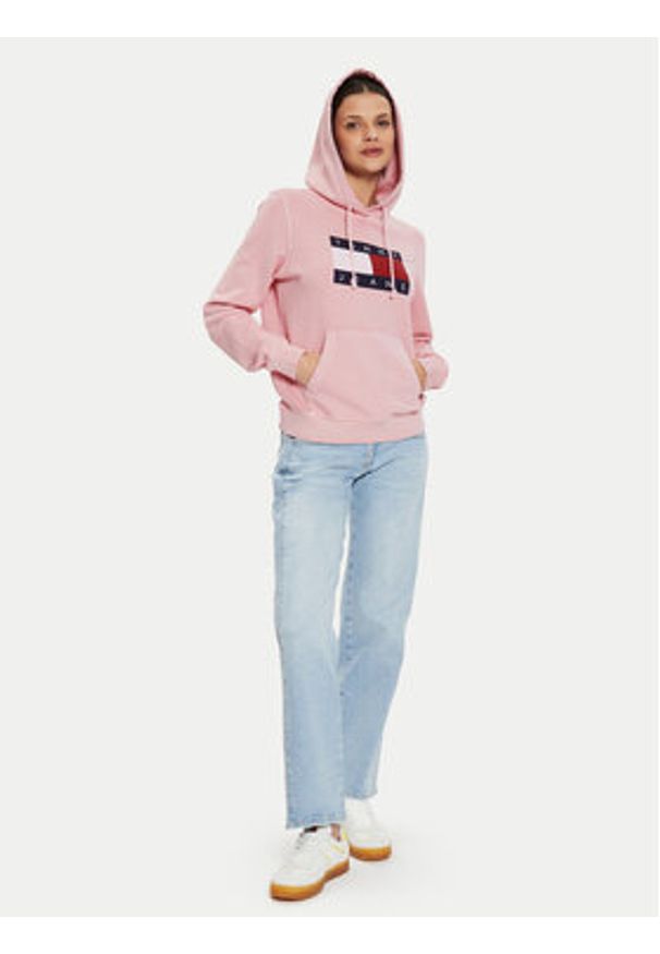 Tommy Jeans Bluza Flag DW0DW18654 Różowy Regular Fit. Kolor: różowy. Materiał: bawełna