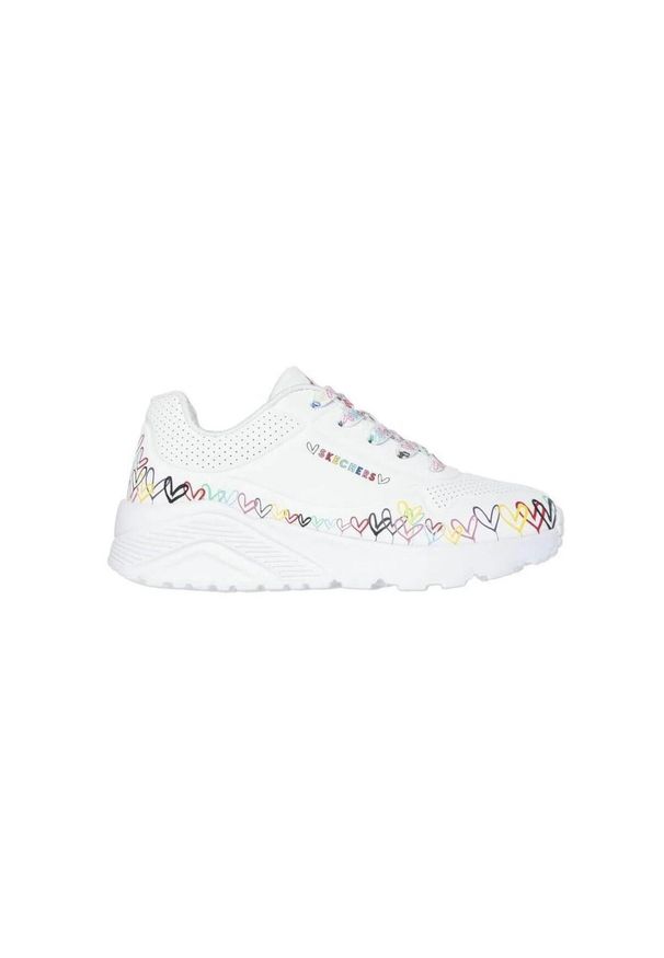 skechers - Kapcie SKECHERS UNO LITE HEART CRAZE Biały. Kolor: biały. Materiał: syntetyk, tkanina. Sport: fitness