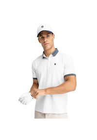 SIROKO - Koszulka polo golf męska Ppique Pinehurst. Typ kołnierza: golf, polo. Kolor: biały. Materiał: tkanina, prążkowany. Długość rękawa: krótki rękaw. Długość: krótkie. Styl: sportowy