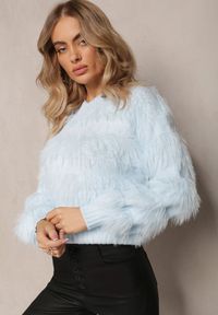 Renee - Jasnoniebieski Puchaty Sweter z Kaszmirem Nabille. Kolor: niebieski. Materiał: kaszmir #4