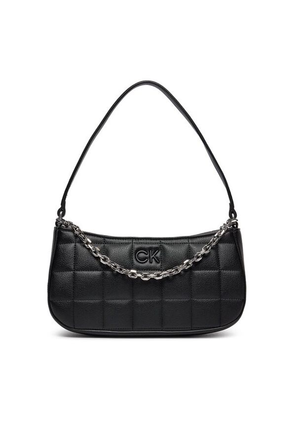 Calvin Klein Torebka Square Quilt Chain Elongated Bag K60K612017 Czarny. Kolor: czarny. Materiał: skórzane