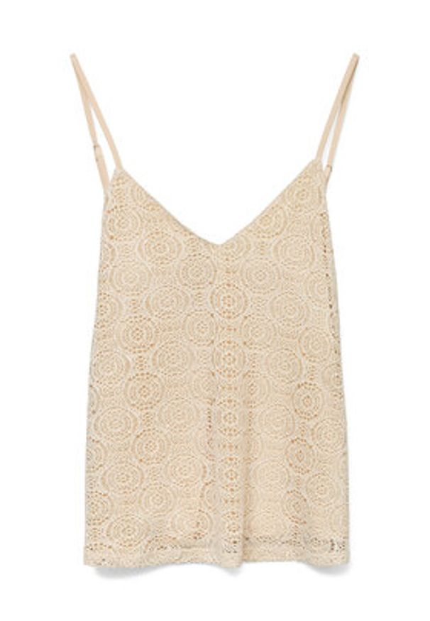 Vero Moda Top Maya 10325031 Beżowy Regular Fit. Kolor: beżowy. Materiał: syntetyk