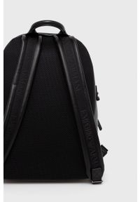 Emporio Armani plecak męski kolor czarny duży gładki. Kolor: czarny. Wzór: gładki