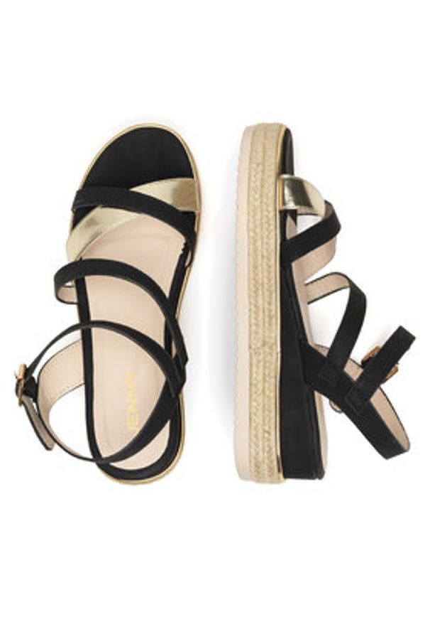 Jenny - JENNY Espadryle LB-P1092-YLD Czarny. Kolor: czarny. Materiał: syntetyk, materiał