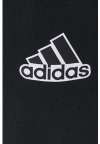 Adidas - adidas spodnie bawełniane HC9176 damskie kolor czarny z nadrukiem. Stan: podwyższony. Kolor: czarny. Materiał: bawełna. Wzór: nadruk #4